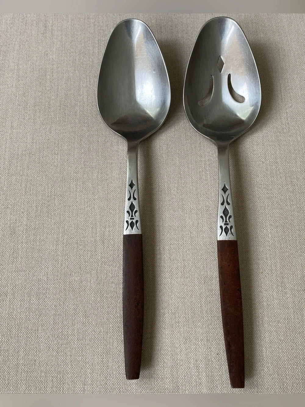 VTG MCM Grand Prix Dior Muffin Flatware 19 Pc Lot Stainless Japan Faux Wood